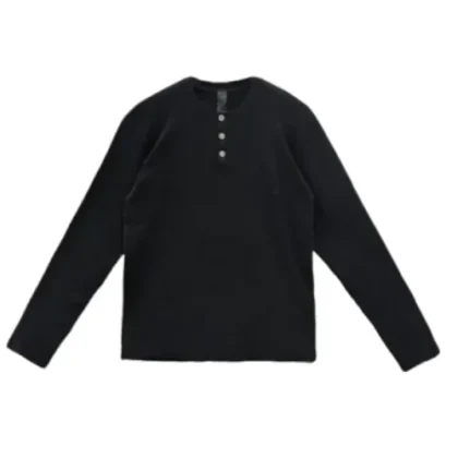 Henley Embroidered Thermal Chrome Hearts Shirt Black