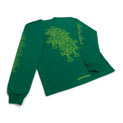 Cemetery Cross Chrome Hearts Long Sleeve T-Shirt Green