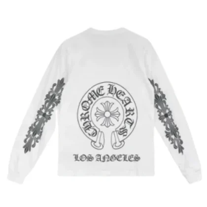 Exclusive Chrome Hearts Horseshoe Logo LS White Tee