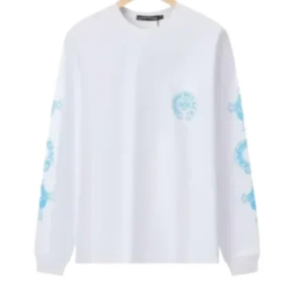 Chrome Hearts Blue Cross Floral LS Tee White