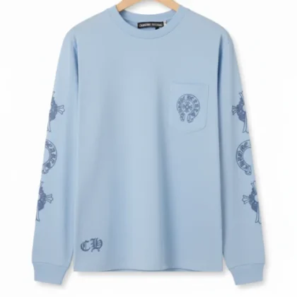 Chrome Hearts Blue Sanskrit Long Sleeve T-Shirt