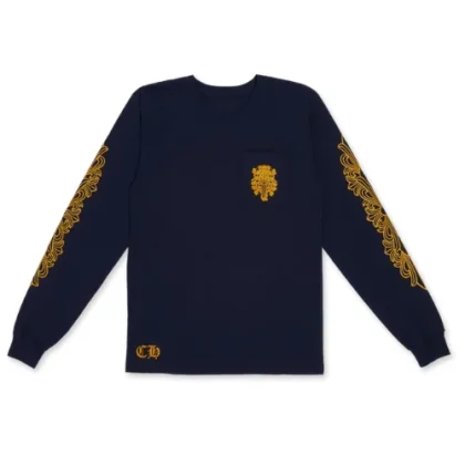 Chrome Hearts Dagger Long Sleeve Tee Navy Blue