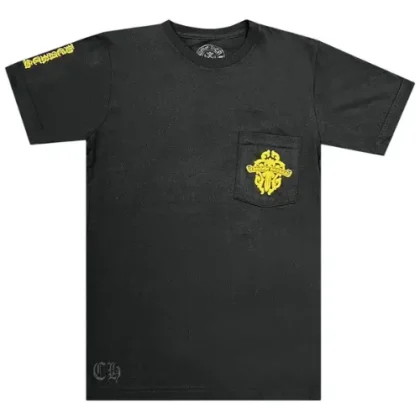 Exclusive Yellow Dagger Chrome Hearts Pocket Tee Black