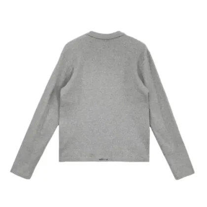 Chrome Heart Long Sleeve Leather Cross Patch Gray Tee