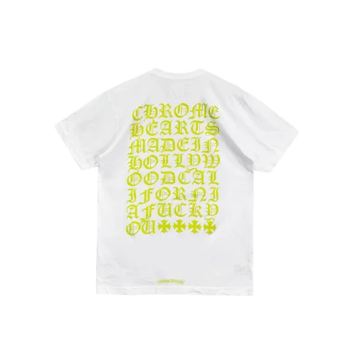 Exclusive LA Chrome Heart Yellow Script Logo Tee White