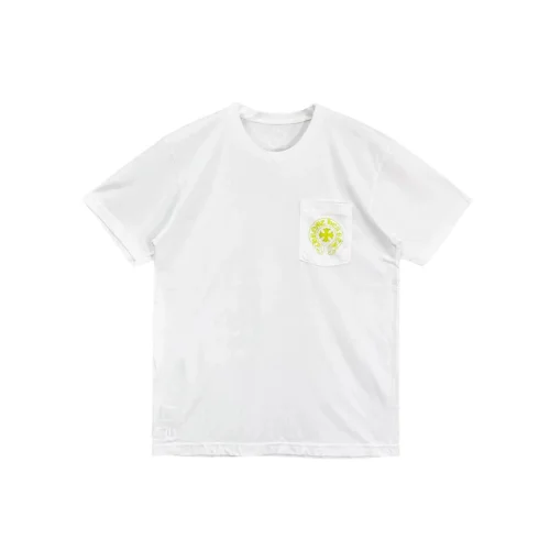 Exclusive LA Chrome Heart Yellow Script Logo Tee White