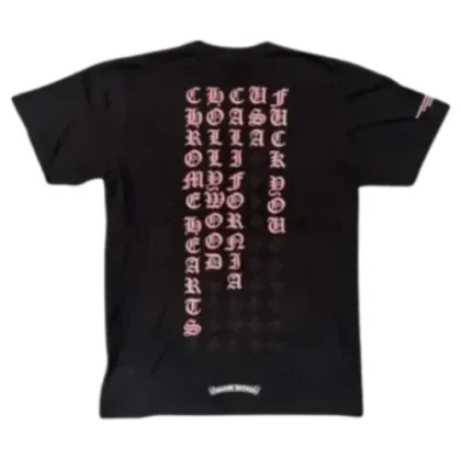 Pink Letter Chrome Hearts Black Tee
