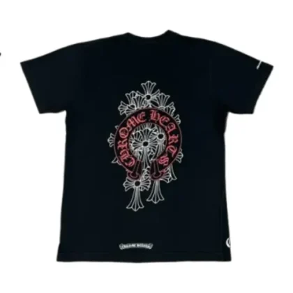 Red Chrome Hearts Horseshoe Tee Black
