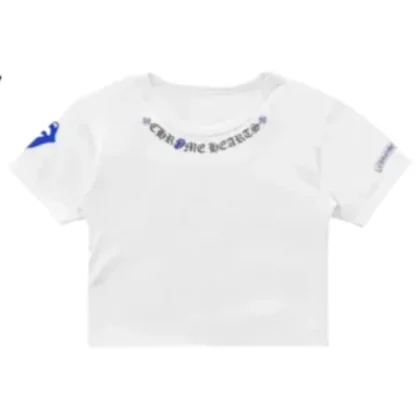 Blue Neck Logo Chrome Hearts Rolling Stones Tee White