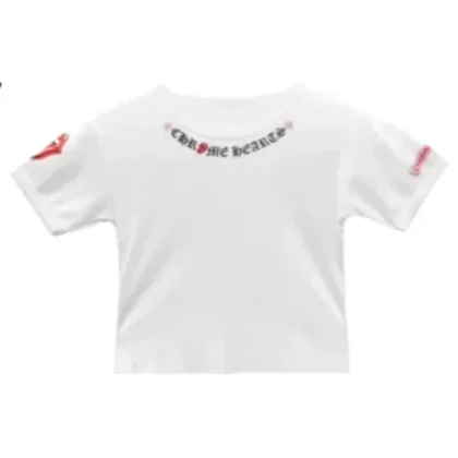 Red Rolling Stones Neck Logo Chrome Hearts Tee White