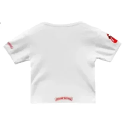 Red Rolling Stones Neck Logo Chrome Hearts Tee White