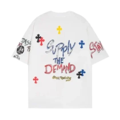 The Demand Cross Logo Chrome Heart Tshirt​ White