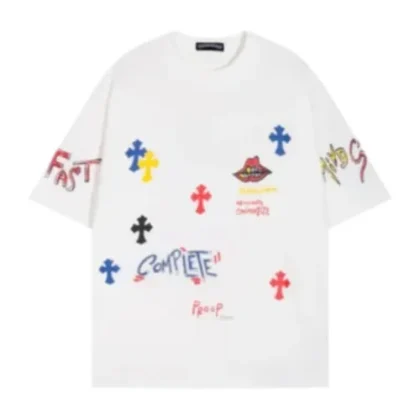 The Demand Cross Logo Chrome Heart Tshirt​ White