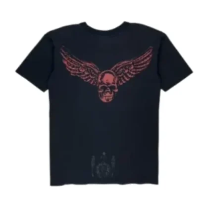 Black Chrome Heart Shirt Vintage Foti Skeleton Wing