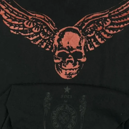 Black Chrome Heart Shirt Vintage Foti Skeleton Wing