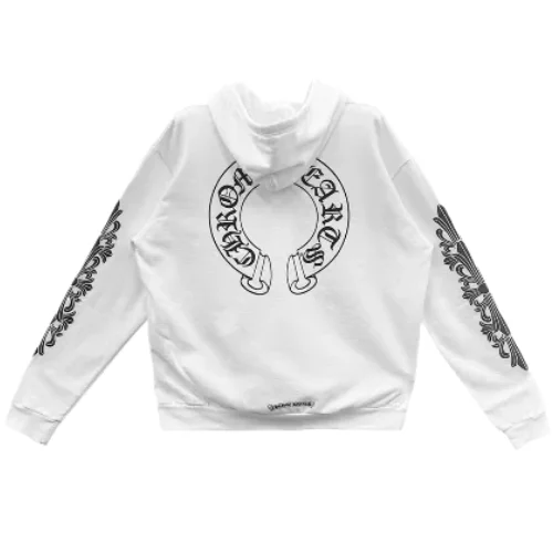Horseshoe Logo White Chrome Hearts Hoodie Zip Up