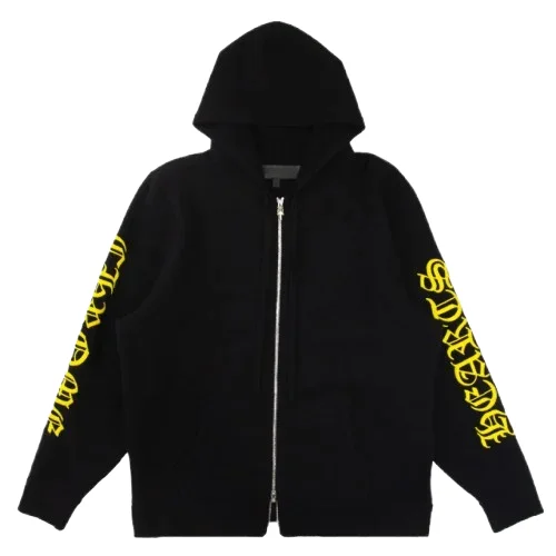 Yellow Embroidery Logo Chrome Hearts Cashmere Hoodie Zip Up
