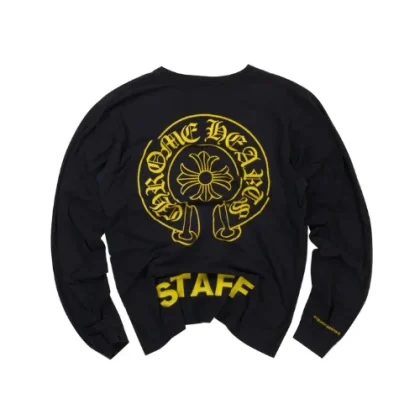 Yellow Staff Chrome Hearts Long Sleeve T Shirt Black