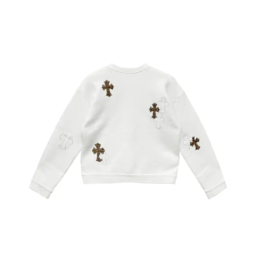 White & Leopard Cross Patch Chrome Hearts Crewneck Sweatshirt