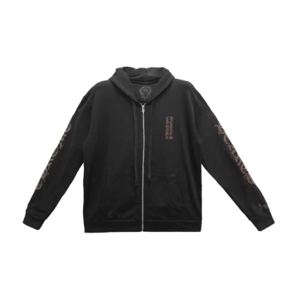 Chrome Hearts Brown Glittered Zip Up Hoodie
