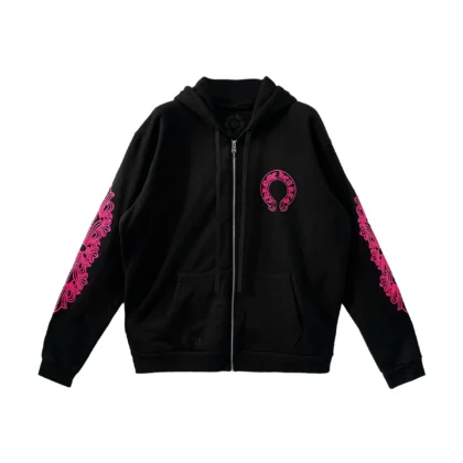 Chrome Hearts Pink Horseshoe Floral Hoodie