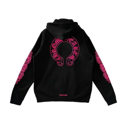 Chrome Hearts Pink Horseshoe Floral Hoodie