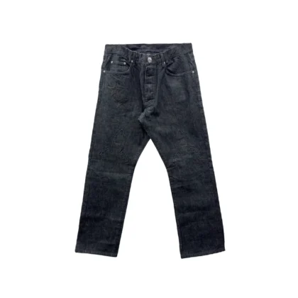Chrome Hearts Black Star Patch Fleur Knee Jeans
