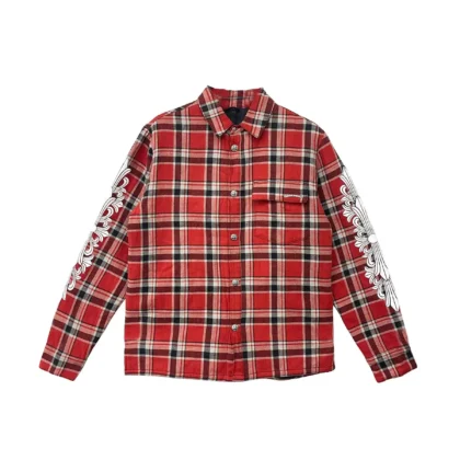 Chrome Hearts Shirt Jacket Black & Red Plaid Quilted