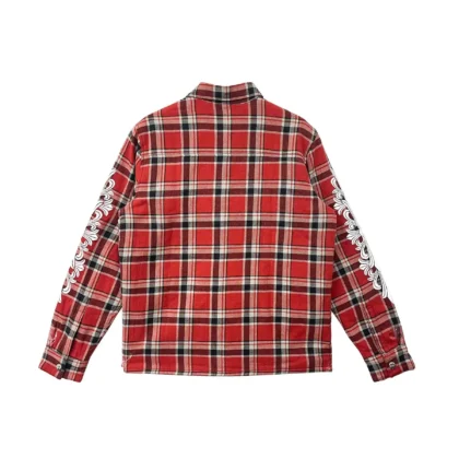 Chrome Hearts Shirt Jacket Black & Red Plaid Quilted