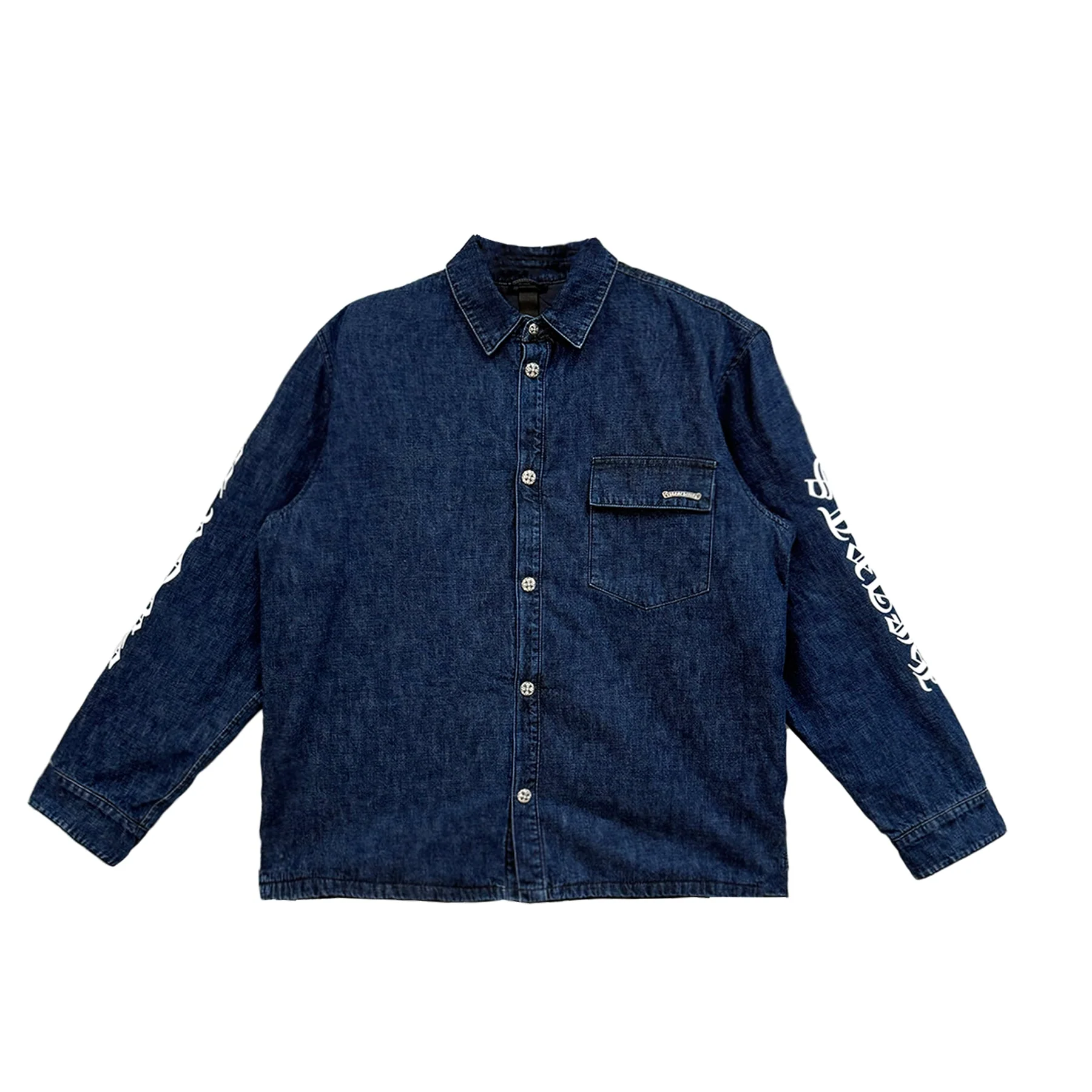 Chrome Hearts Denim Blue Script Padded Jacket 1 Chrome Hearts Denim Blue Script Padded Jacket