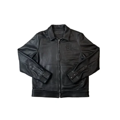 Chrome Hearts Cemetery Cross Patch Leather Jacket