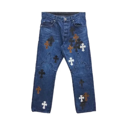 Chrome Hearts Cross Patch Fleur Knee Jeans