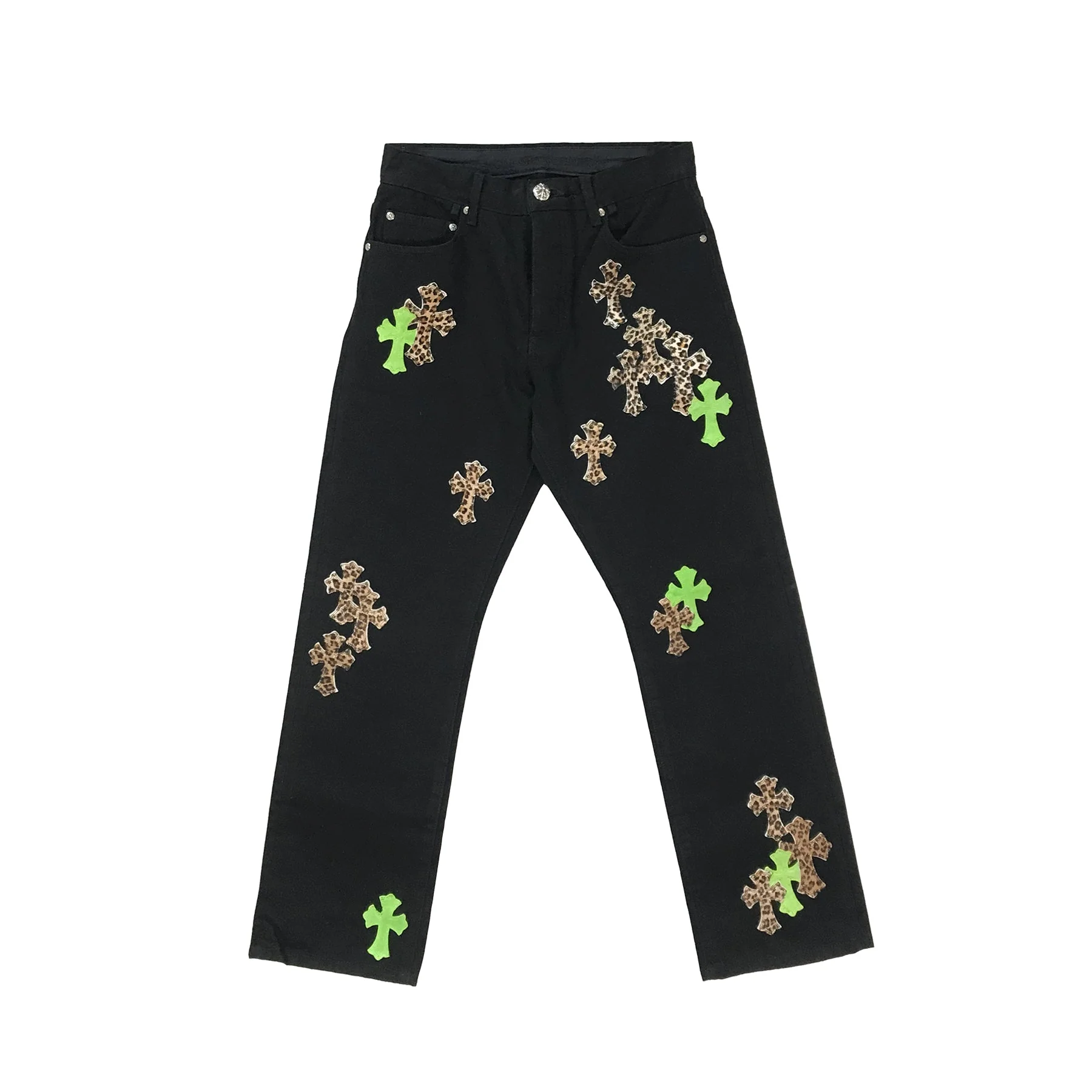 Chrome Hearts Leather Cross Patch Jeans 1 Chrome Hearts Leather Cross Patch Jeans