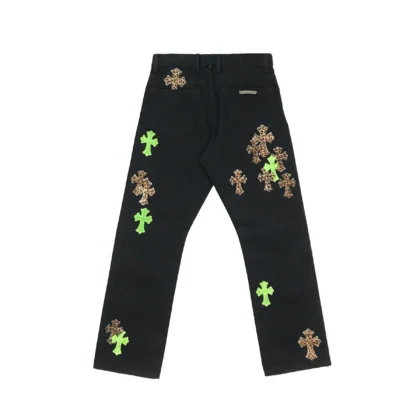 Chrome Hearts Leather Cross Patch Jeans