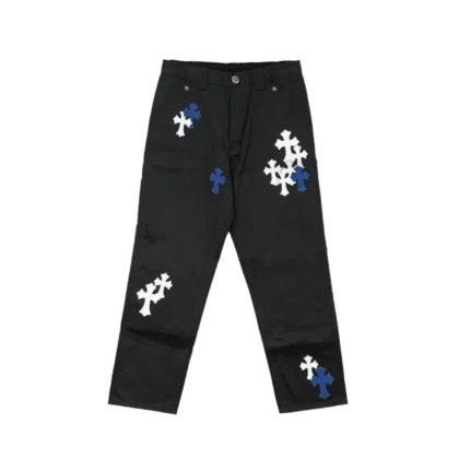Chrome Hearts Leather Cross Patch White & Blue Jeans