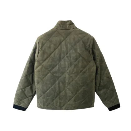 Chrome Hearts Olive Leather Quilted Puffer Jacket