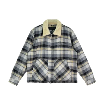 Chrome Hearts Plaid Flannel Fur Collar