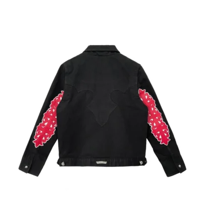 Chrome Hearts Red Floral Cross Leather Patch Jacket