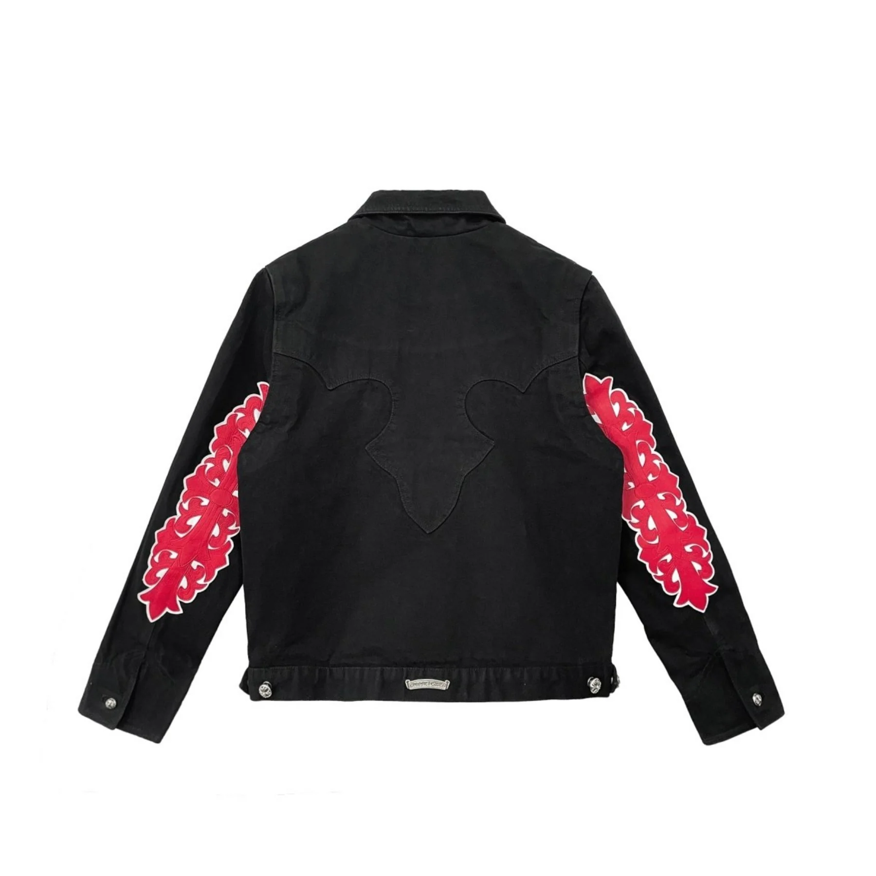 Chrome Hearts Red Floral Cross Leather Patch Jacket 1 Chrome Hearts Red Floral Cross Leather Patch Jacket