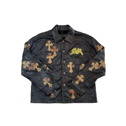 Chrome Hearts SEX Cross Patch Leather Jacket