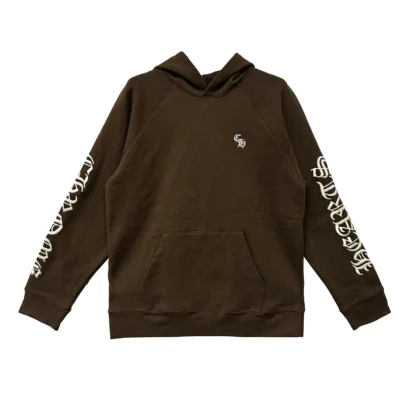 Chrome Hearts Embroidered Brown CH Pullover Hoodie