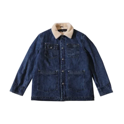 Chrome Hearts M65 Shearling Collar Blue Denim Jacket
