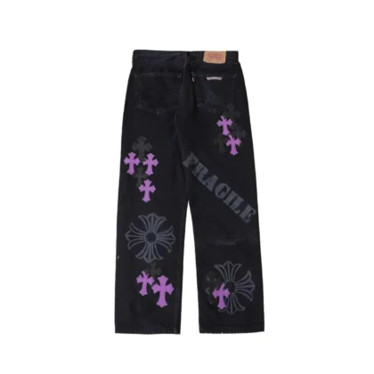 Chrome Hearts Levi's 501 Purple Cross Patch Jeans