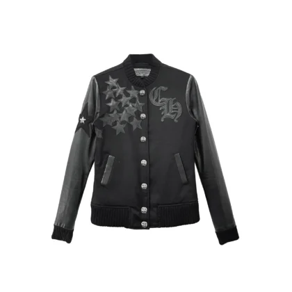 The Chrome Hearts Wool Leather Sleeve Baseball Jacket
